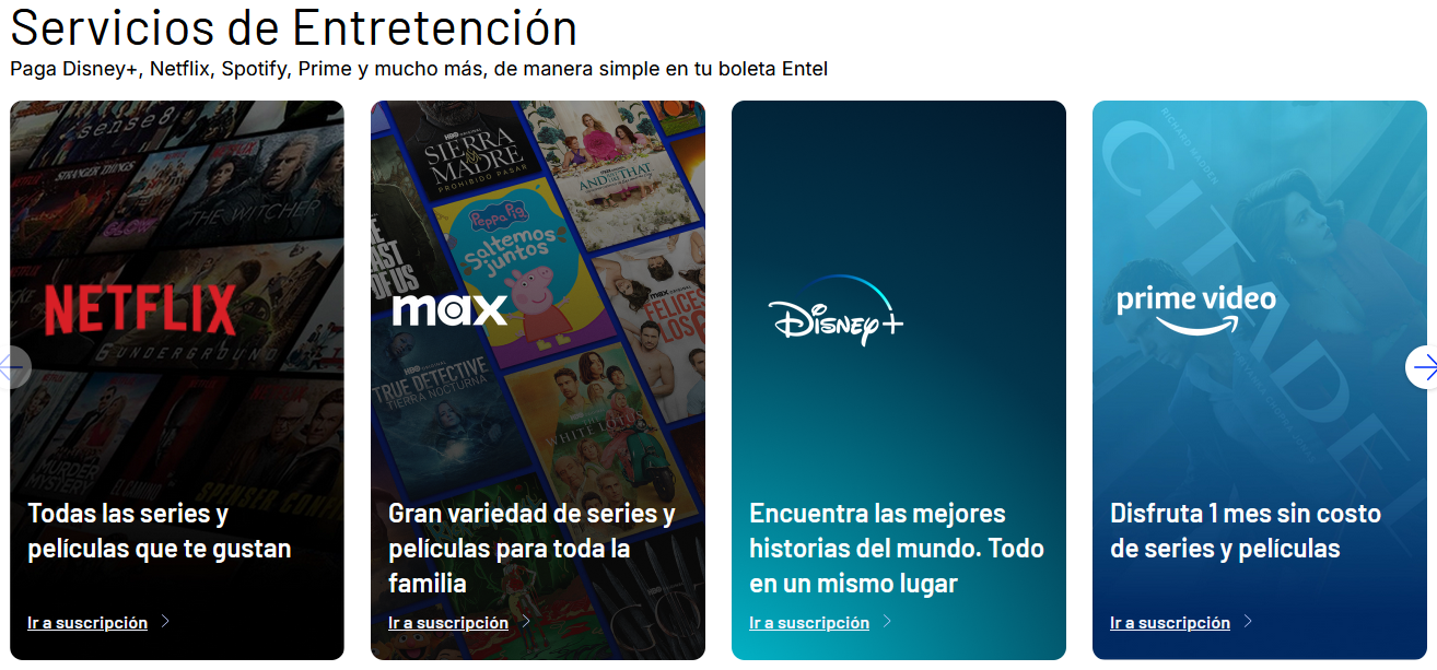 Fibra Persona - Paga Disney+, Netflix, Spotify, Prime y mucho más, de manera simple en tu boleta Entel